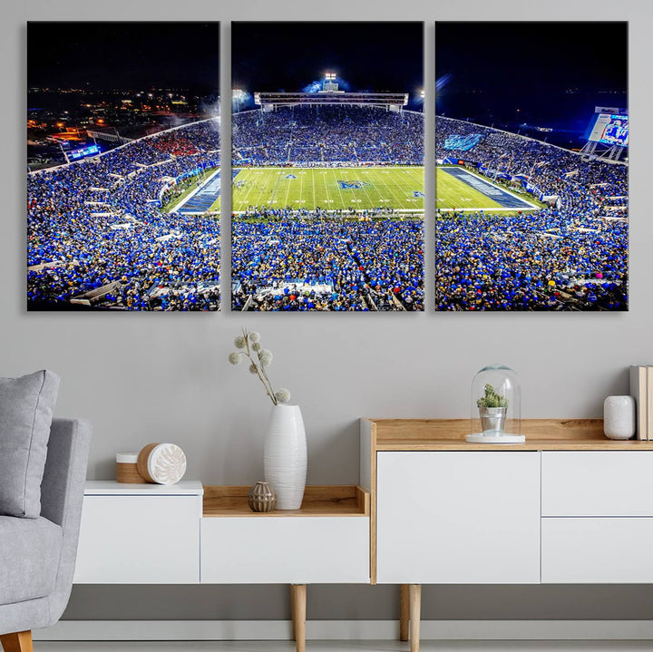 The University of Memphis Tigers Football Team Wall Art Canvas Print shines brightly.