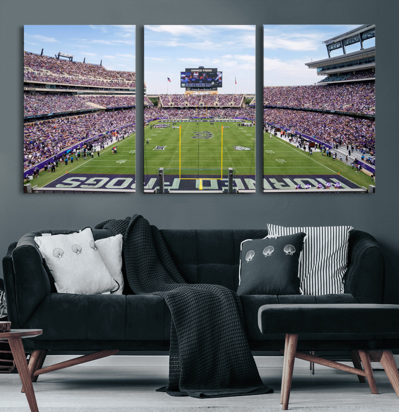 27650-MGV-CV-60X30-3P-TCU Horned Frogs Football Team Print - Fort Worth Amon G. Carter Stadium Wall Art Canvas Print