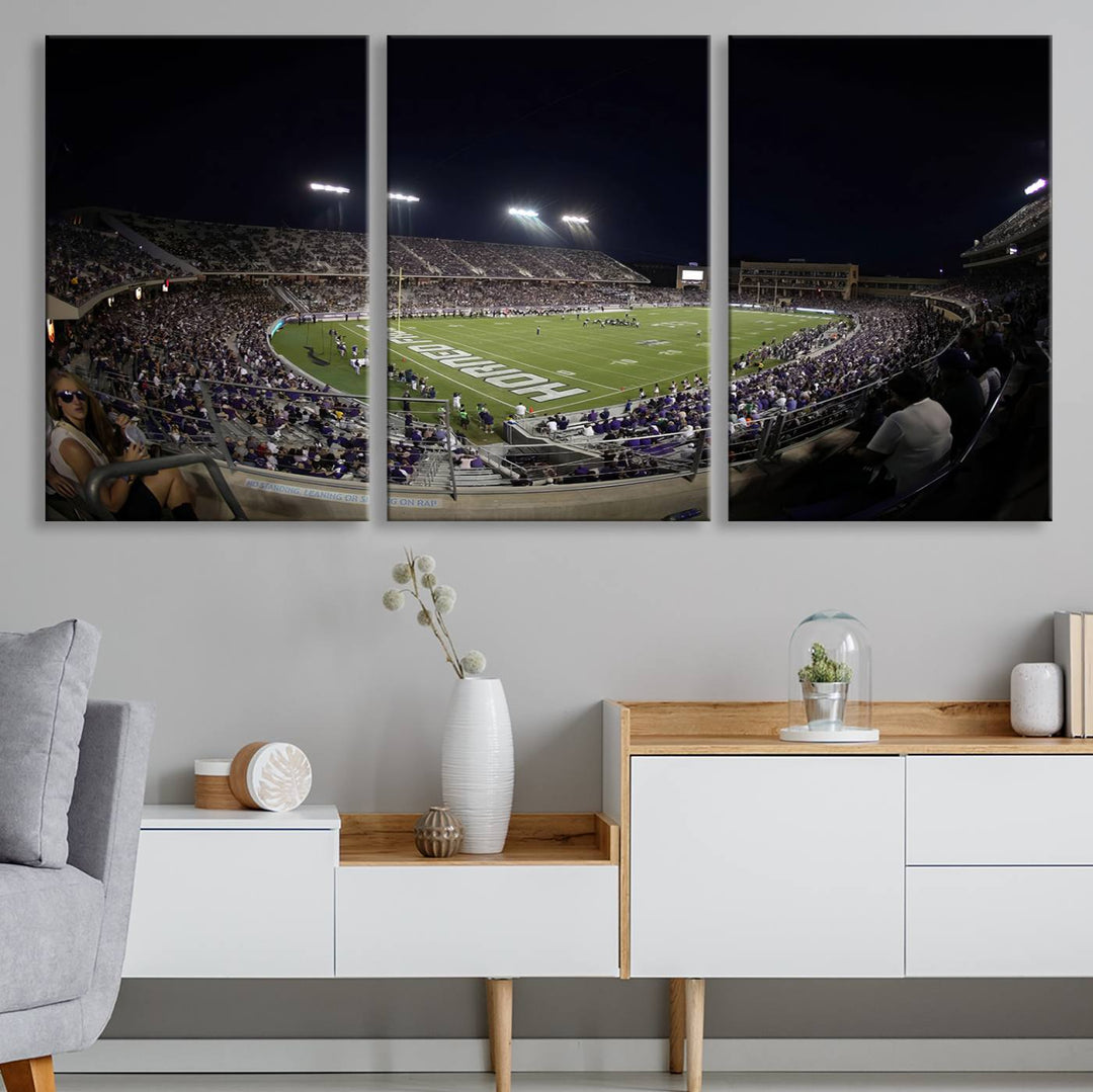 TCU Horned Frogs Football Team Print - Fort Worth Amon G. Carter Stadium Wall Art Canvas Print.