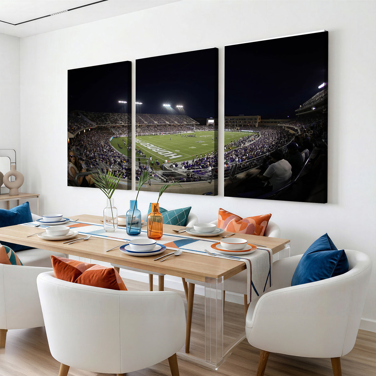 59222-MGV-CV-36X24 - TCU Horned Frogs Football Team Print, Fort Worth Amon G. Carter Stadium