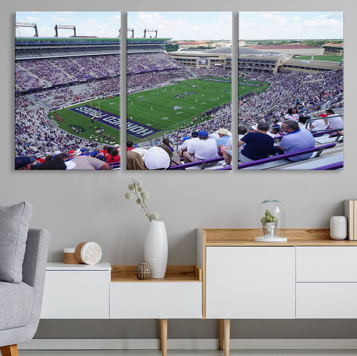 The Texas Christian University TCU Horned Frogs Football Team Print - Fort Worth Amon G. Carter Stadium Wall Art Canvas Print