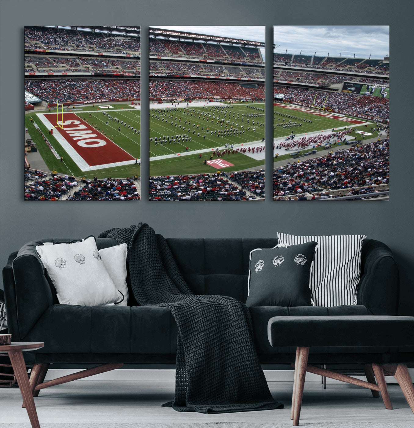 15310-MGV-CV-60X30-3P-The Temple University Owls Athletics Team Print - Philadelphia Lincoln Financial Field Stadium Wall