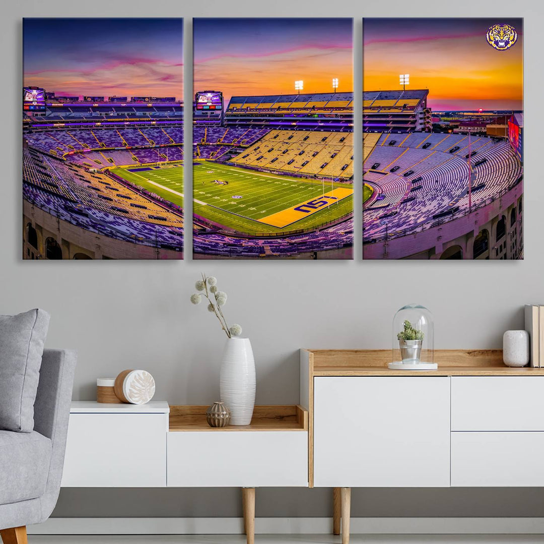 The Louisiana State University Tigers Football Team Print - Baton Rouge Tiger Stadium Wall Art Canvas Print