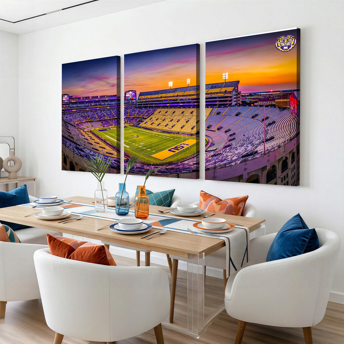 93538-MGV-CV-36X24 - The Louisiana State University Tigers Football Team Print, Framed and Ready to Hang Stadium Print