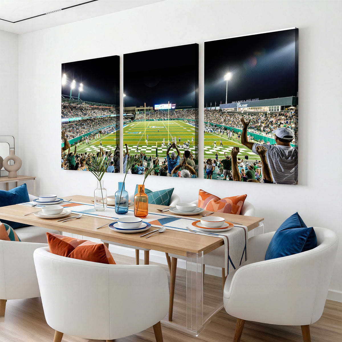 56448-MGV-CV-36X24 - The Tulane University Green Wave Football Team Print, New Orleans Yulman Stadium