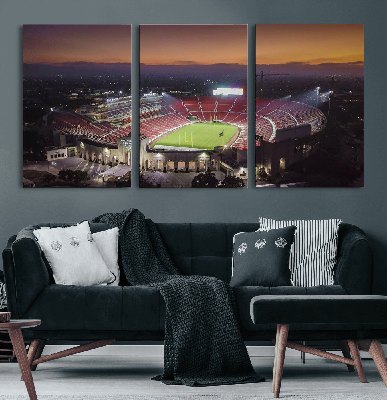 MGV-CV-60X30-3P - The University of Southern California USC Trojans Football Team Print - Los Angeles Memorial