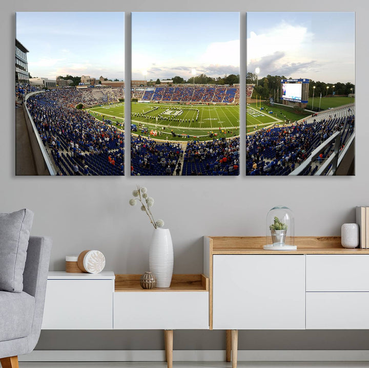 Wallace Wade Stadium print featuring a green field and sky.