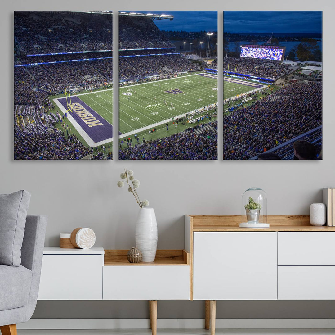 The University of Washington Huskies Football Team Print - Seattle Husky Stadium Wall Art Canvas Print