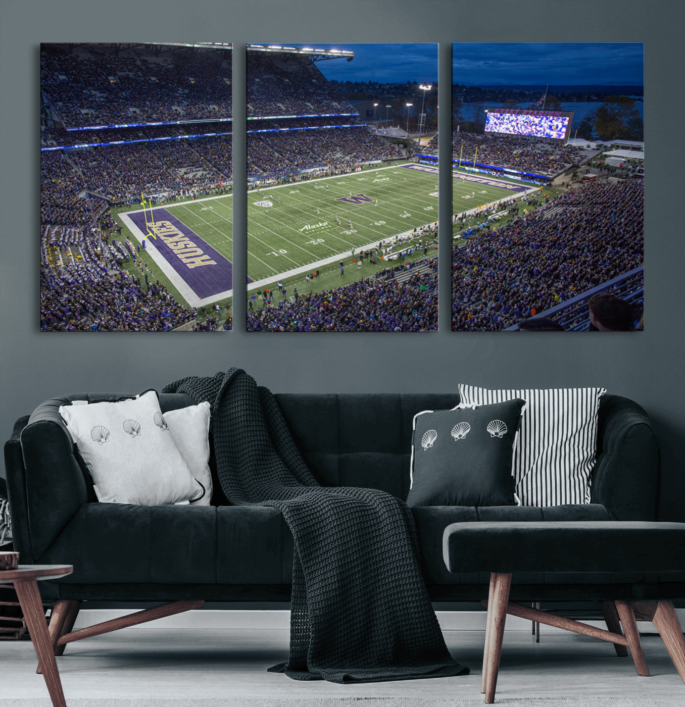 MGV-CV-60X30-3P - The University of Washington Huskies Football Team Print - Seattle Husky Stadium Wall Art Canvas
