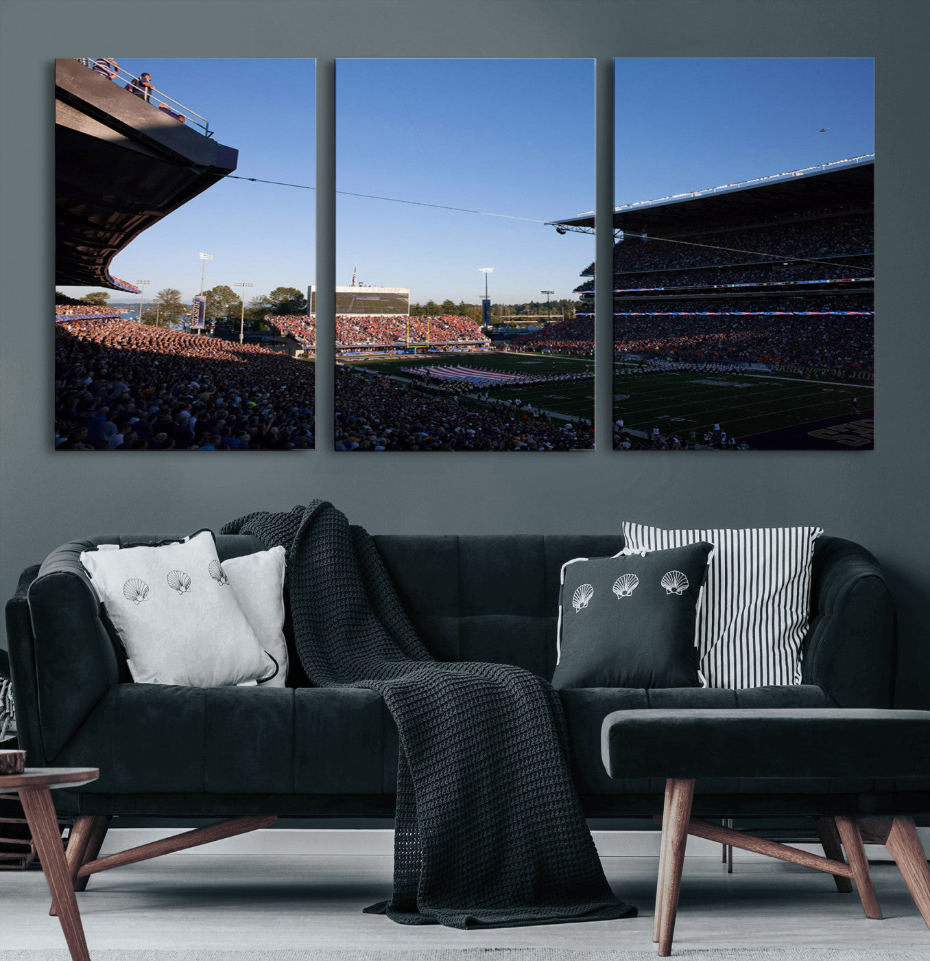 MGV-CV-60X30-3P - The University of Washington Huskies Football Team Print - Seattle Husky Stadium Wall Art Canvas