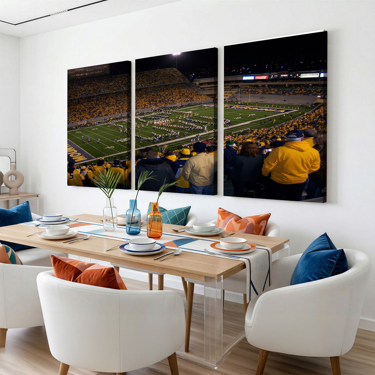 58154-MGV-CV-36X24 - West Virginia University Mountaineers Football Team Print, Milan Puskar Stadium, Morgantown