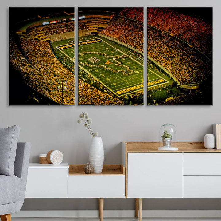 West Virginia University Mountaineers Football Team Print - Milan Puskar Stadium Canvas Print Wall Art, Morgantown City Print