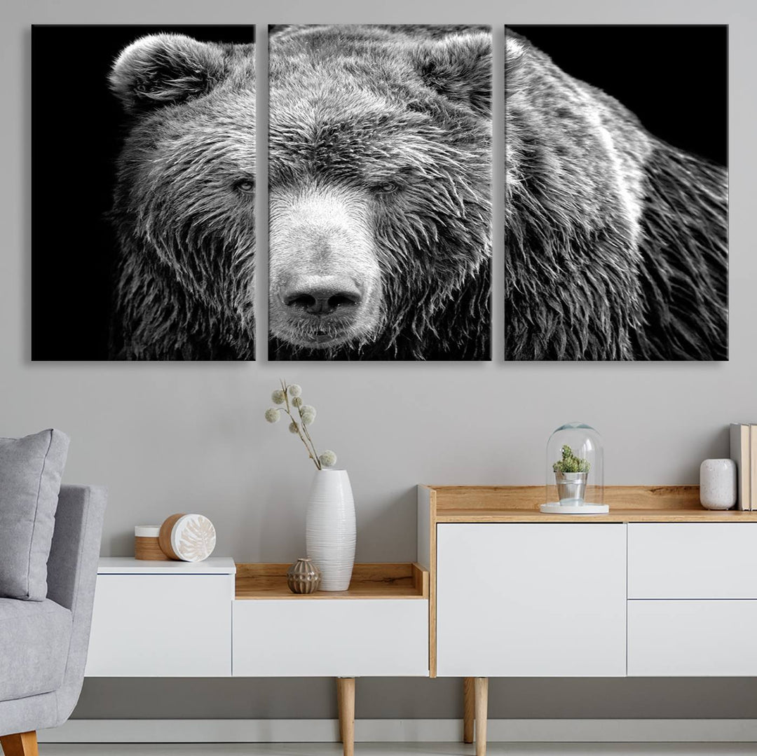 Grizzly Bear Canvas Print | Ready to Hang Wall Art | Rustic Farmhouse & Cabin Decor | Wildlife Artwork