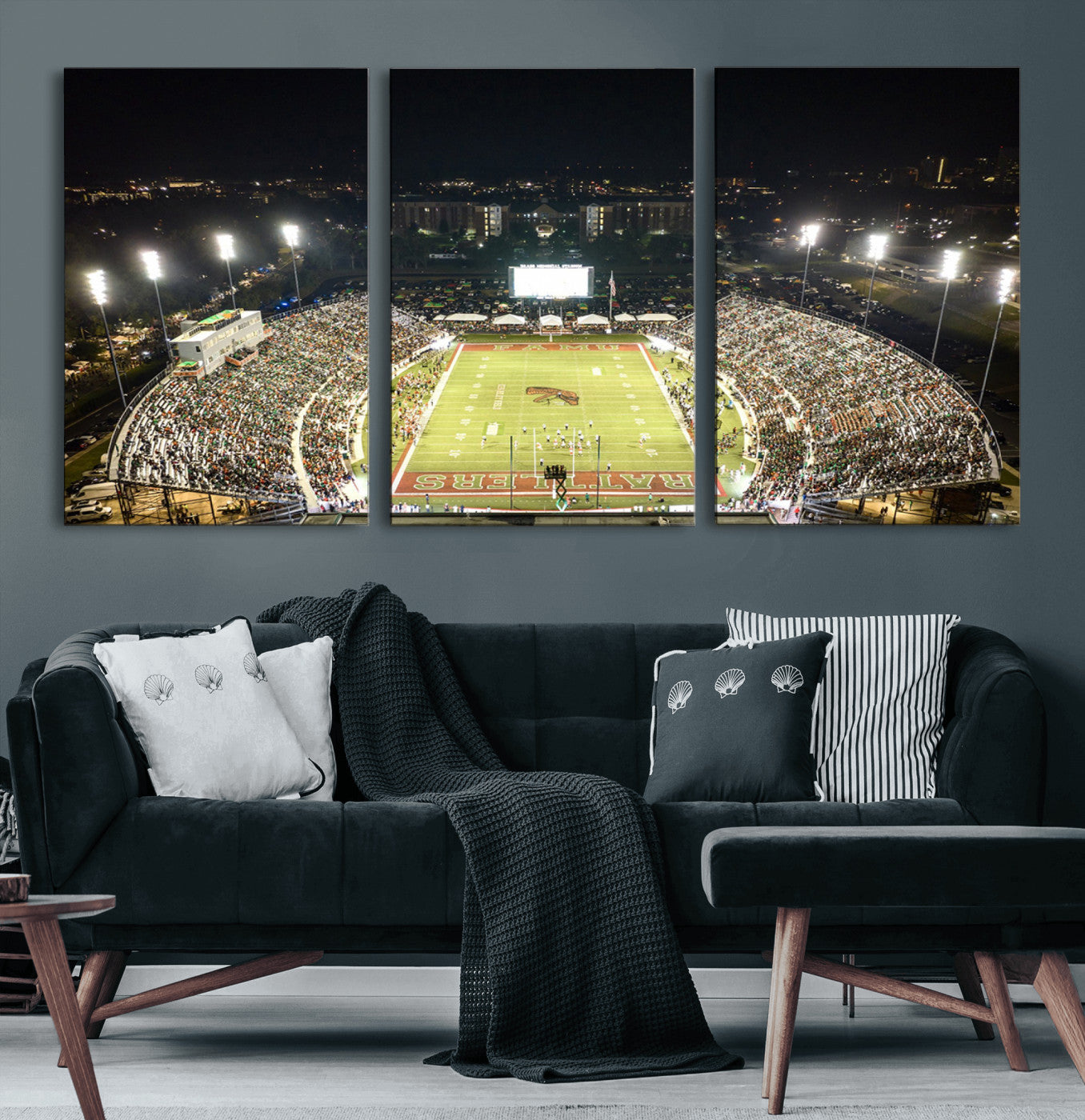 70951-MGV-CV-60X30-3P-Florida A&M Rattlers Football Team Print - Tallahassee Bragg Memorial Stadium Wall Art Canvas Print