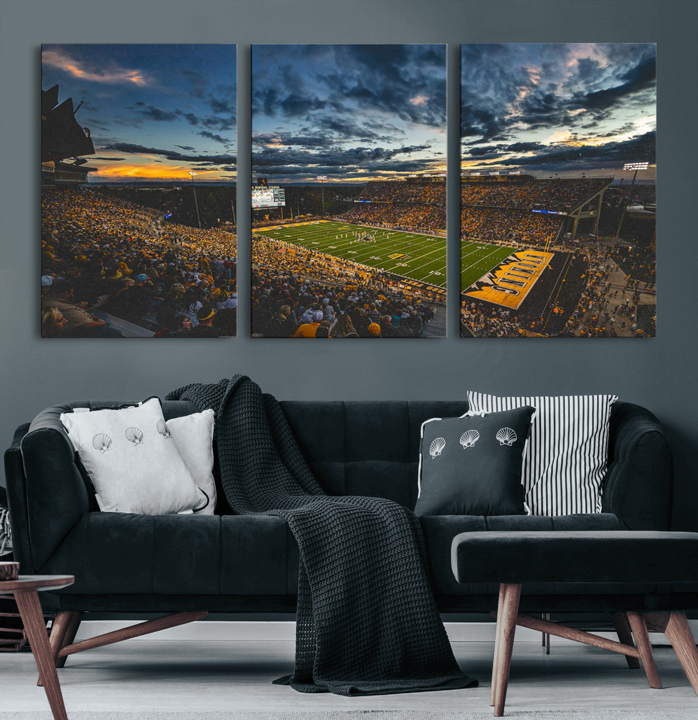 61020-MGV-CV-60X30-3P-University of Wyoming Cowboys Football Team Print - Laramie War Memorial Stadium Wall Art Canvas