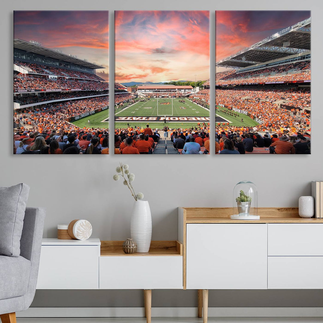 Oregon State Beavers Football Team Print - Corvallis Reser Stadium Wall Art Canvas Print