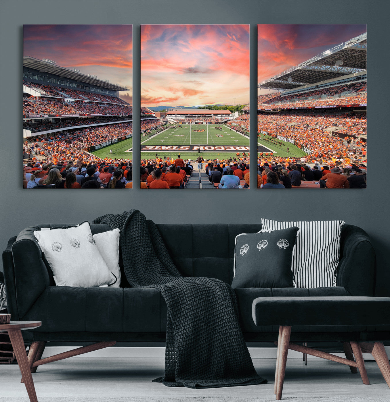 MGV-CV-60X30-3P - Oregon State Beavers Football Team Print - Corvallis Reser Stadium Wall Art Canvas Print