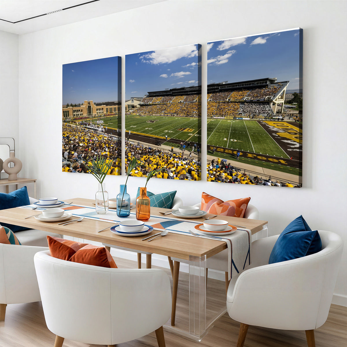 75112-MGV-CV-36X24 - University of Wyoming Cowboys Football Team Print, Laramie, Home Bar Wall Decor