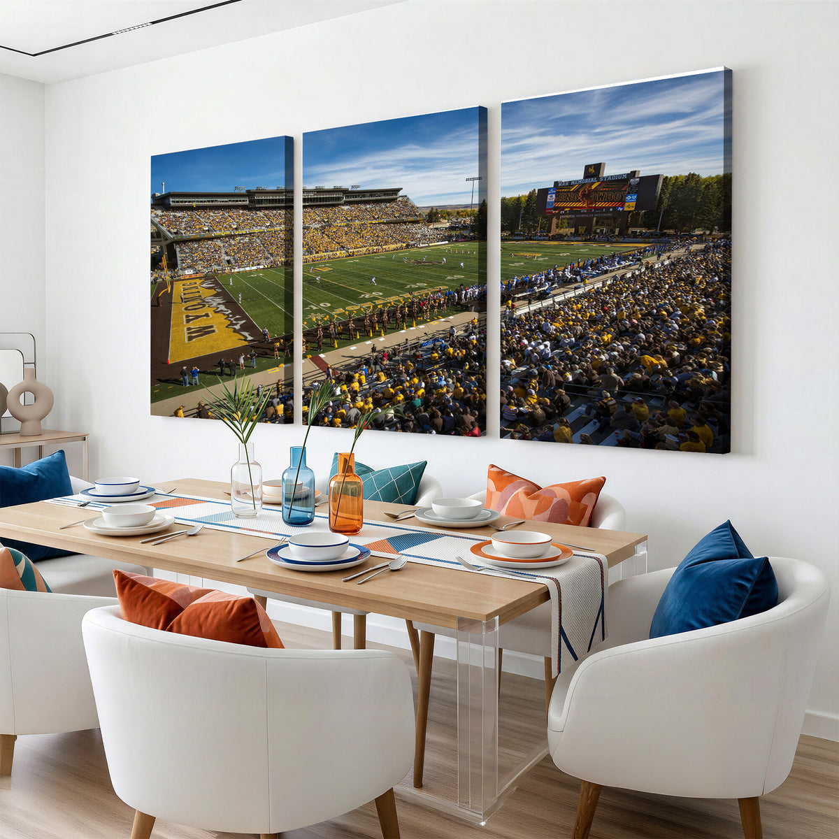 89846-MGV-CV-36X24 - University of Wyoming Cowboys Football Team Print, Laramie, Man Cave Wall Decor