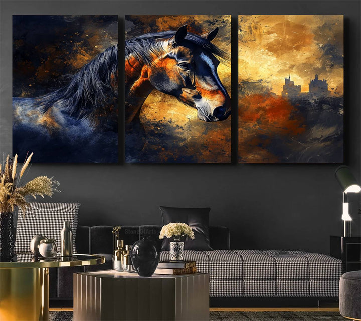 Abstract Horse Art Print - Abstract Canvas Wall Art | Perfect for Rustic Farmhouse, Modern, or Equestrian Wall Decor | Horse Lovers Home Decor