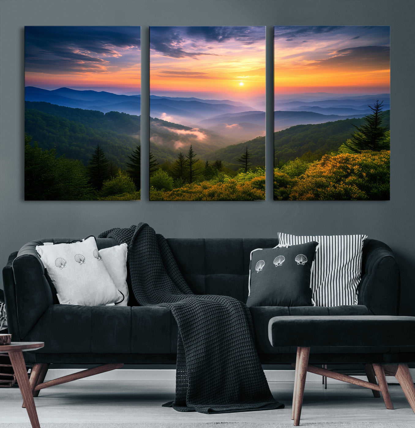 MGV-CV-60X30-3P - Majestic Mountain Sunrise Print | Landscape Wall Art | Canvas Print Ready to Hang | Farmhouse Wall