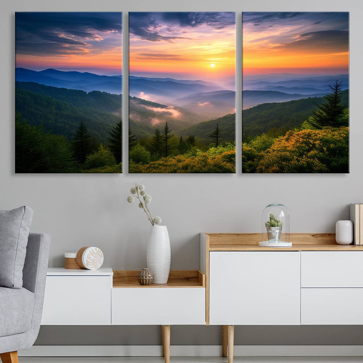 Majestic Mountain Sunrise Landscape Wall Art | Canvas Print Ready to Hang | Perfect for Farmhouse Wall Decor, Cabin Wall Art, Nature Lover’s Retreat