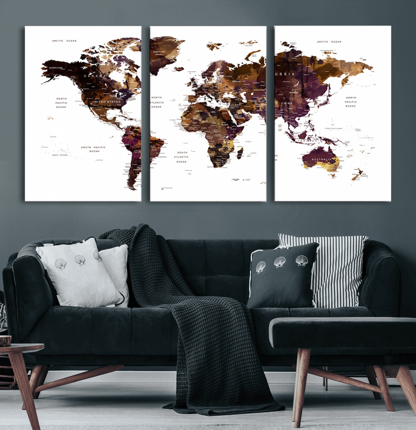 50611-MGV-CV-36X24-Push Pin World Map Canvas Print – Travel Tracker Wall Art for Couples, Perfect Anniversary Gift for Home or Office Decor