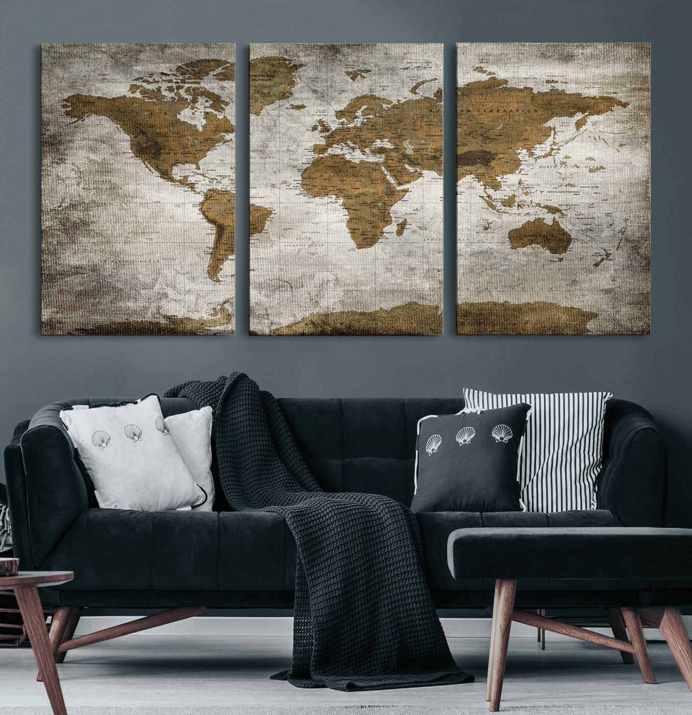 MGV-CV-60X30-3P - Push Pin World Map Canvas Print – Framed Wall Art for Couples to Track Their Travels – Anniversary