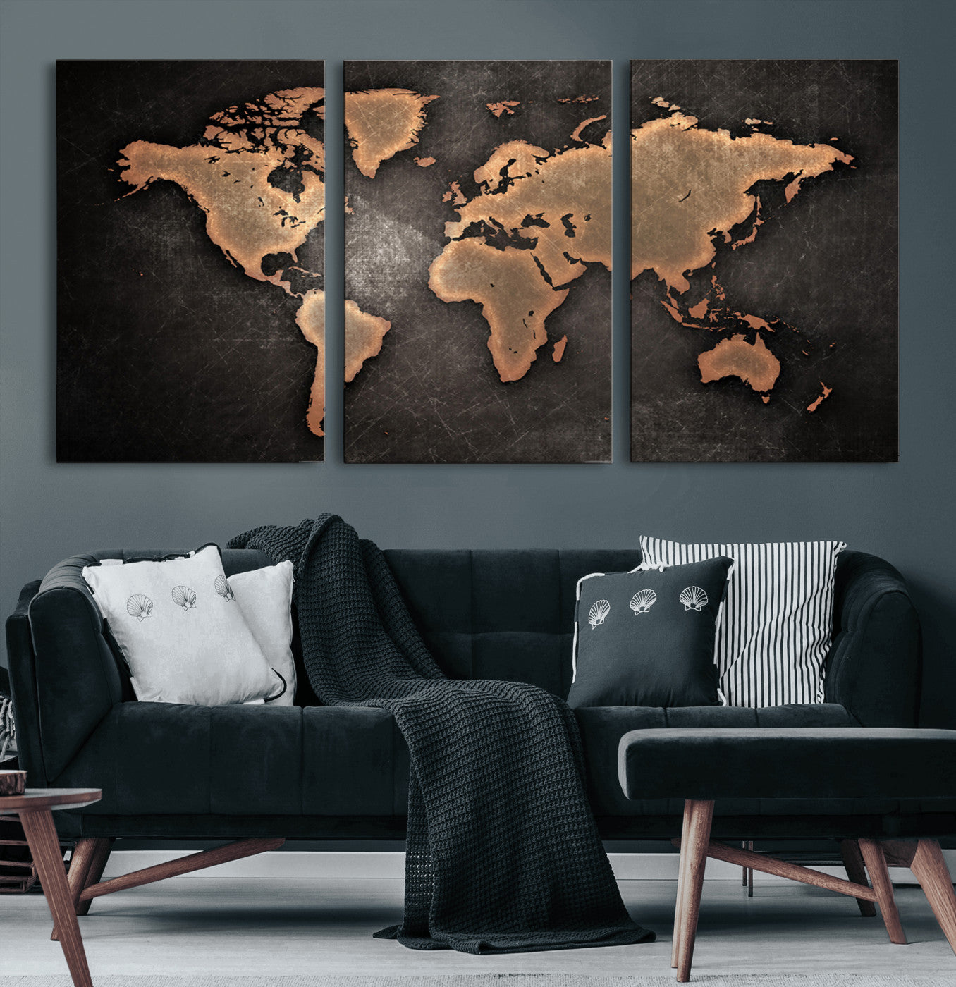 MGV-CV-60X30-3P - Push Pin World Map Canvas Print – Framed Wall Art for Couples to Track Their Travels – Anniversary