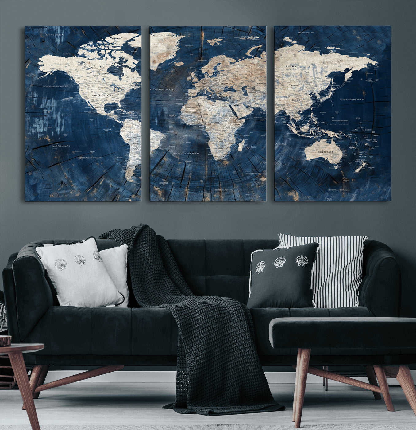 MGV-CV-60X30-3P - Push Pin World Map Canvas Print – Framed Wall Art for Couples to Track Their Travels – Anniversary