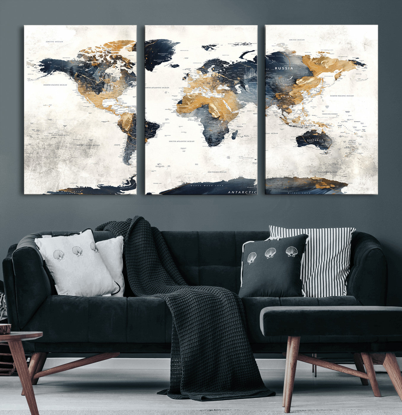 72479-MGV-CV-60X30-3P-Push Pin World Map Canvas Print – Travel Tracker Wall Art for Couples, Perfect Anniversary Gift for Home or Office Decor