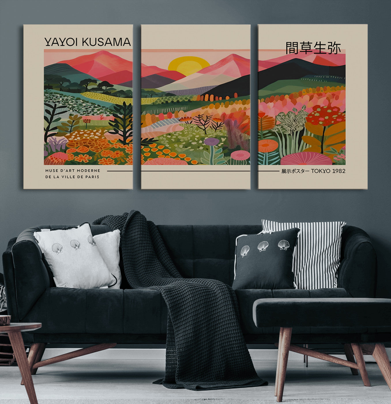 MGV-CV-60X30-3P - Yayoi Kusama 1986 Wall Art Print – Yayoi Kusama Wabi Sabi Japanese Wall Art Print - Vibrant Abstract