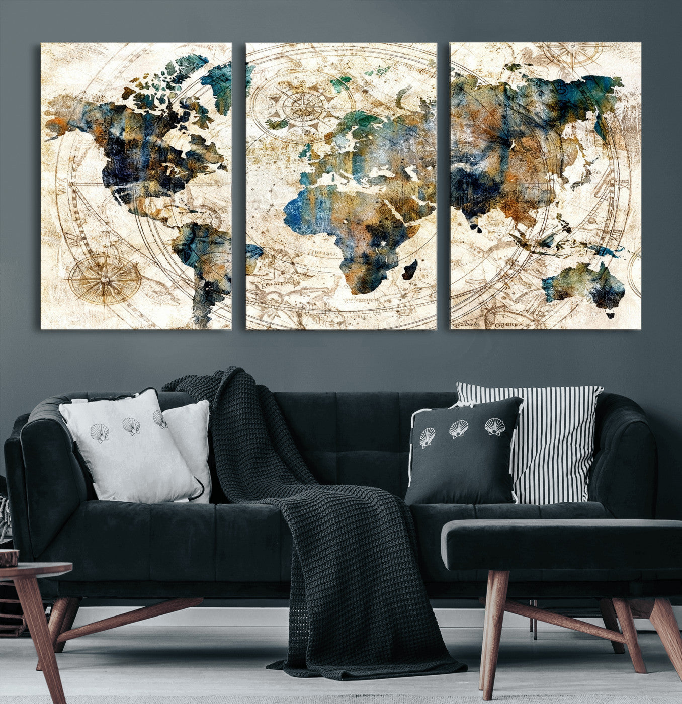 10554-MGV-CV-36X24 - Abstract World Map Art Print Canvas Print