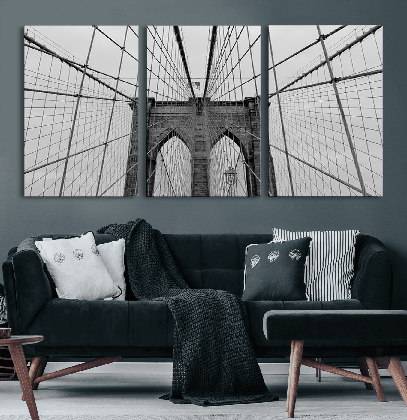 31341-MGV-CV-36X24 - Large Brooklyn Bridge Wall Art Canvas Print for Urban Home Living Room Decor