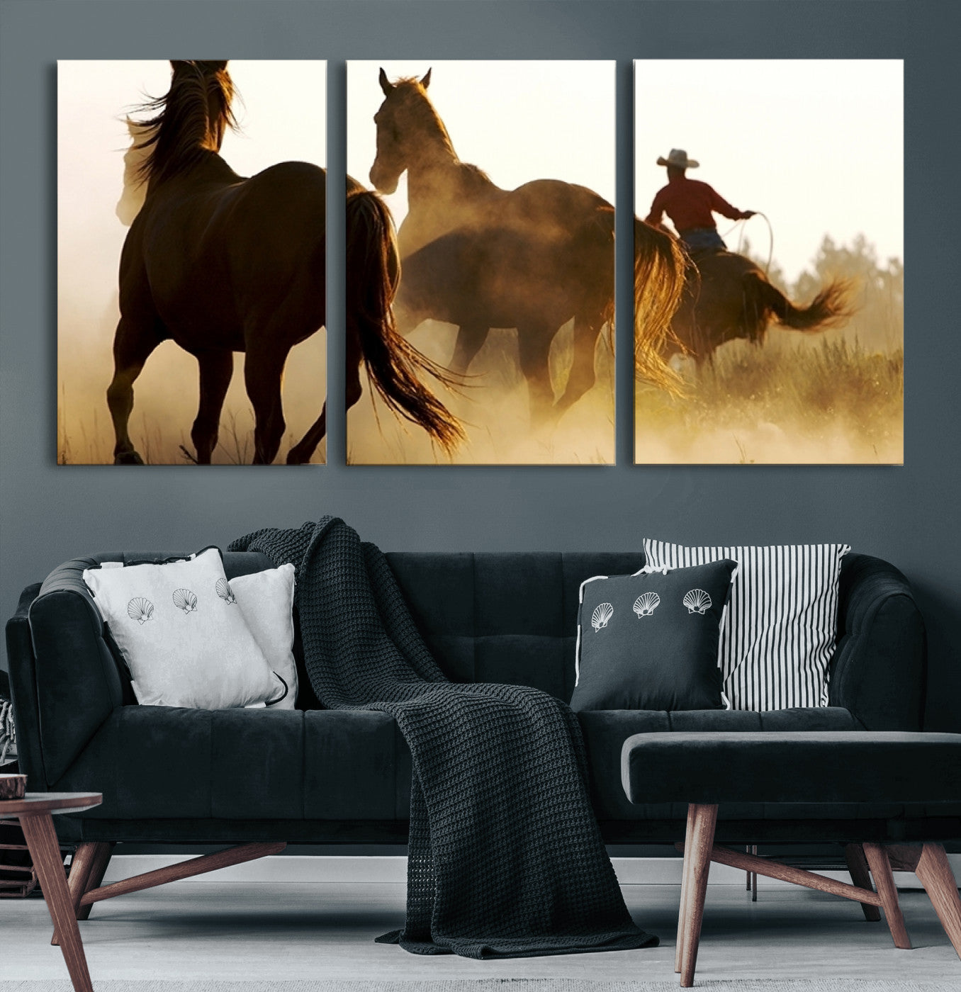 49068-MGV-CV-36X24-Horses and Cowboys Wall Art Canvas Print