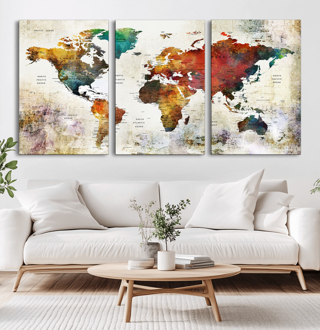 -Push Pin World Map Canvas Print – Framed Wall Art for Couples to Track Their Travels – Anniversary