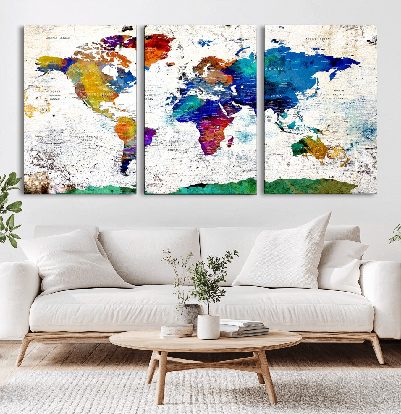 47974-MGV-CV-36X24-Push Pin World Map Canvas Print – Travel Tracker Wall Art for Couples, Perfect Anniversary Gift for Home or Office Decor