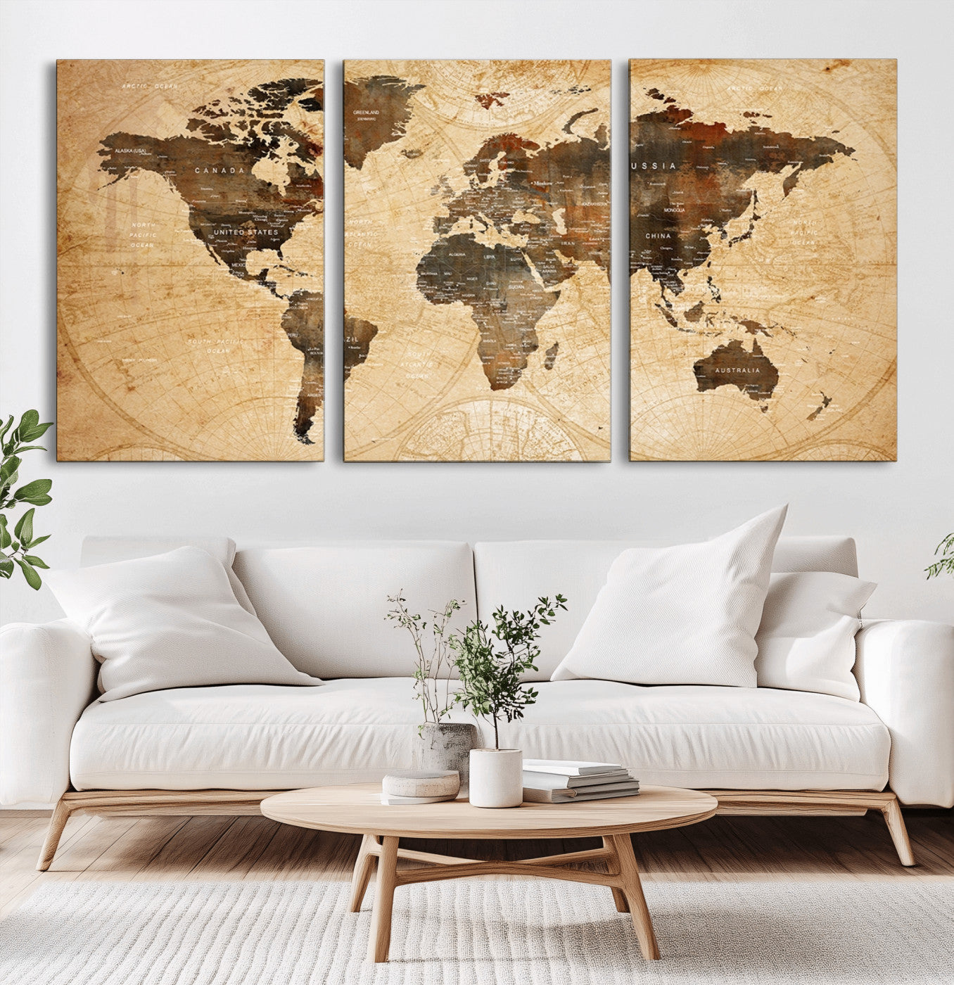 -Push Pin World Map Canvas Print – Framed Wall Art for Couples to Track Their Travels – Anniversary