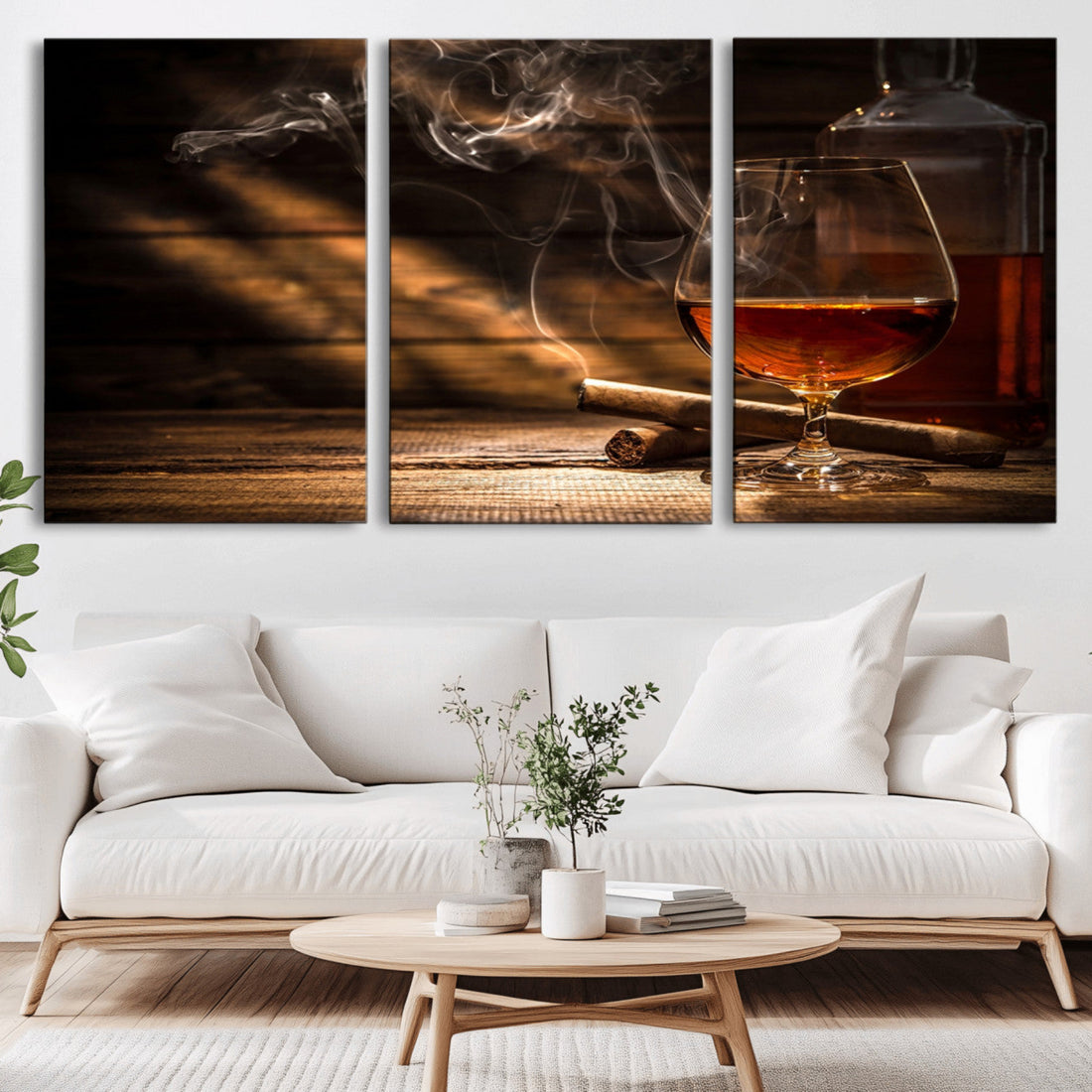 Whiskey and Cigar Wall Art Canvas Print