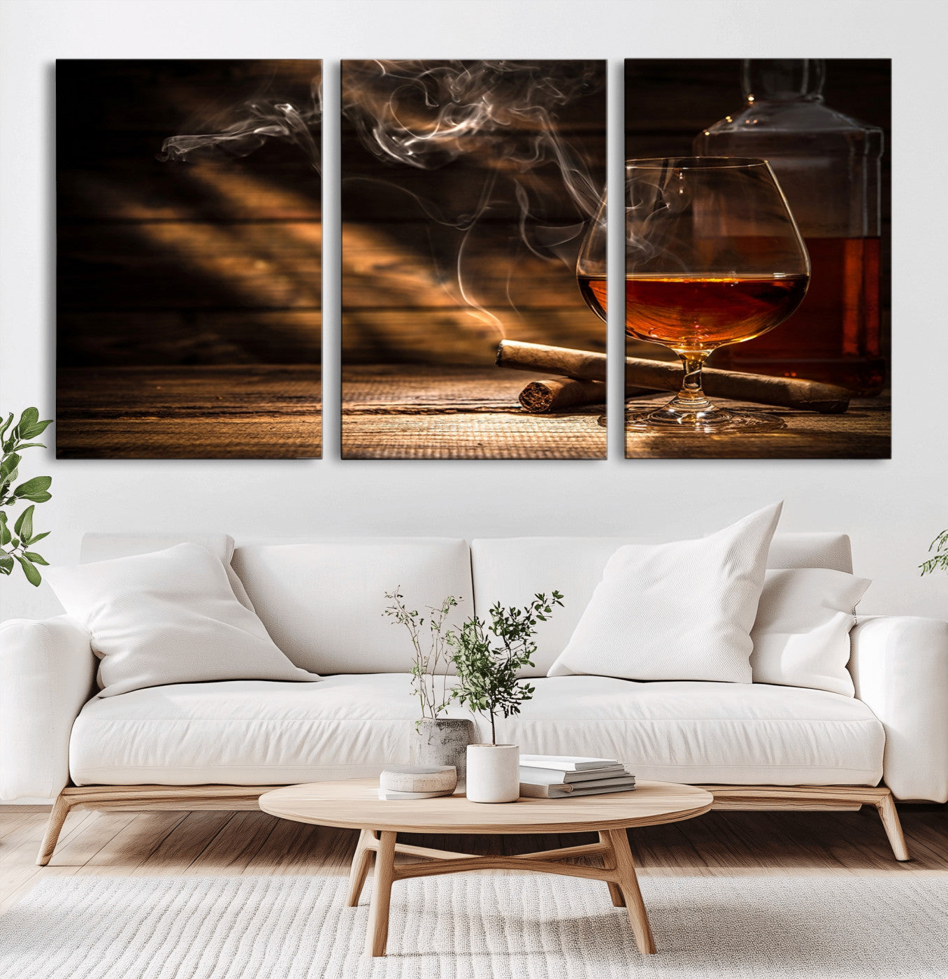 MGV-CV-60X30-3P - Whiskey and Cigar Wall Art Canvas Print