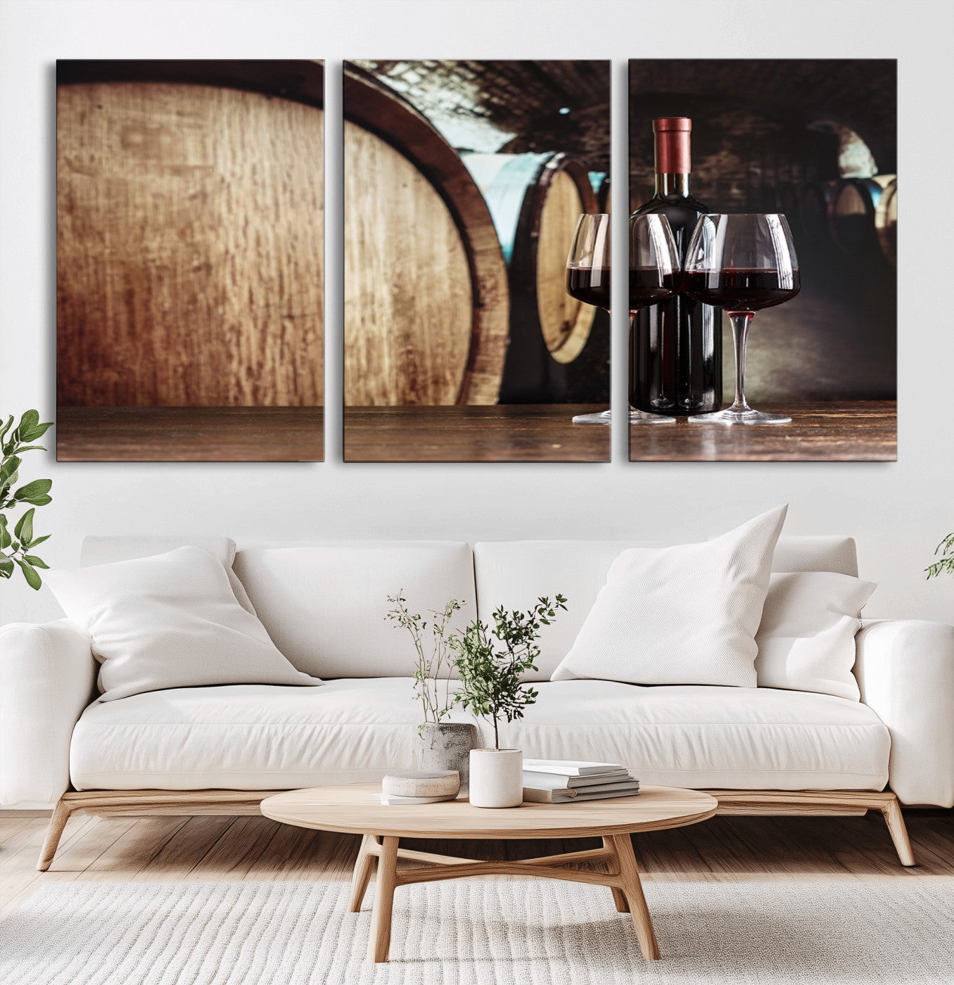 MGV-CV-60X30-3P - Wine and Barrel Wall Art Canvas Print