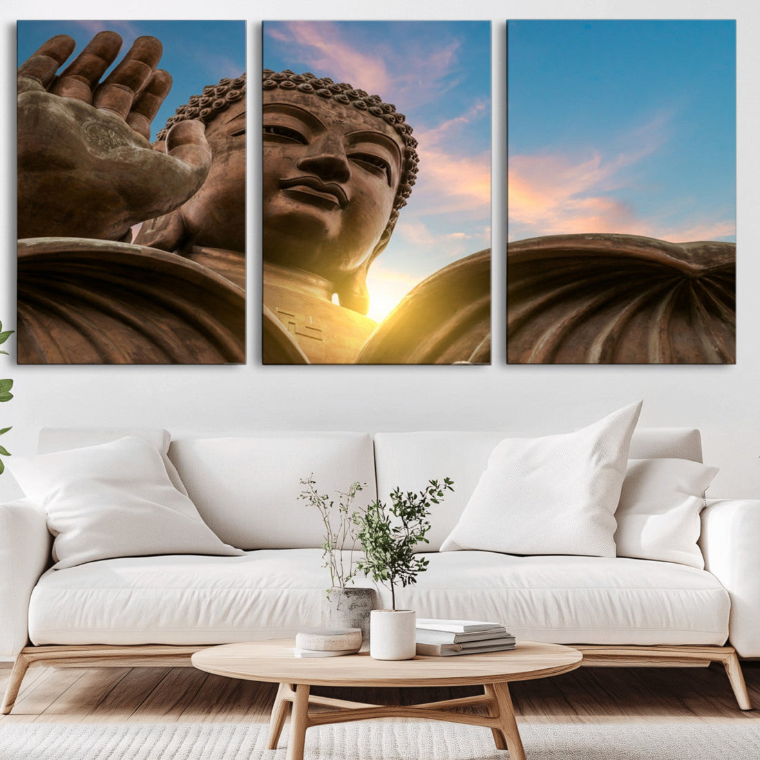 Buddha Statue and Daylight Wall Art, Buddha Statue Wall Art Canvas Print
