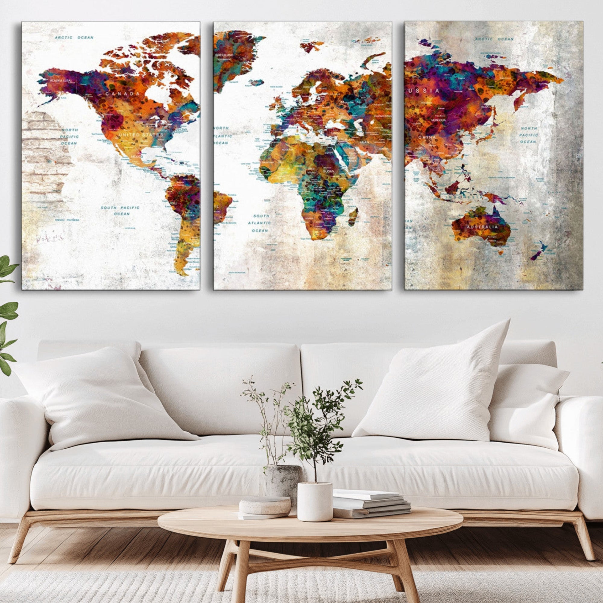 17846-MGV-CV-36X24-Push Pin World Map Canvas Print – Travel Tracker Wall Art for Couples, Perfect Anniversary Gift for Home or Office Decor