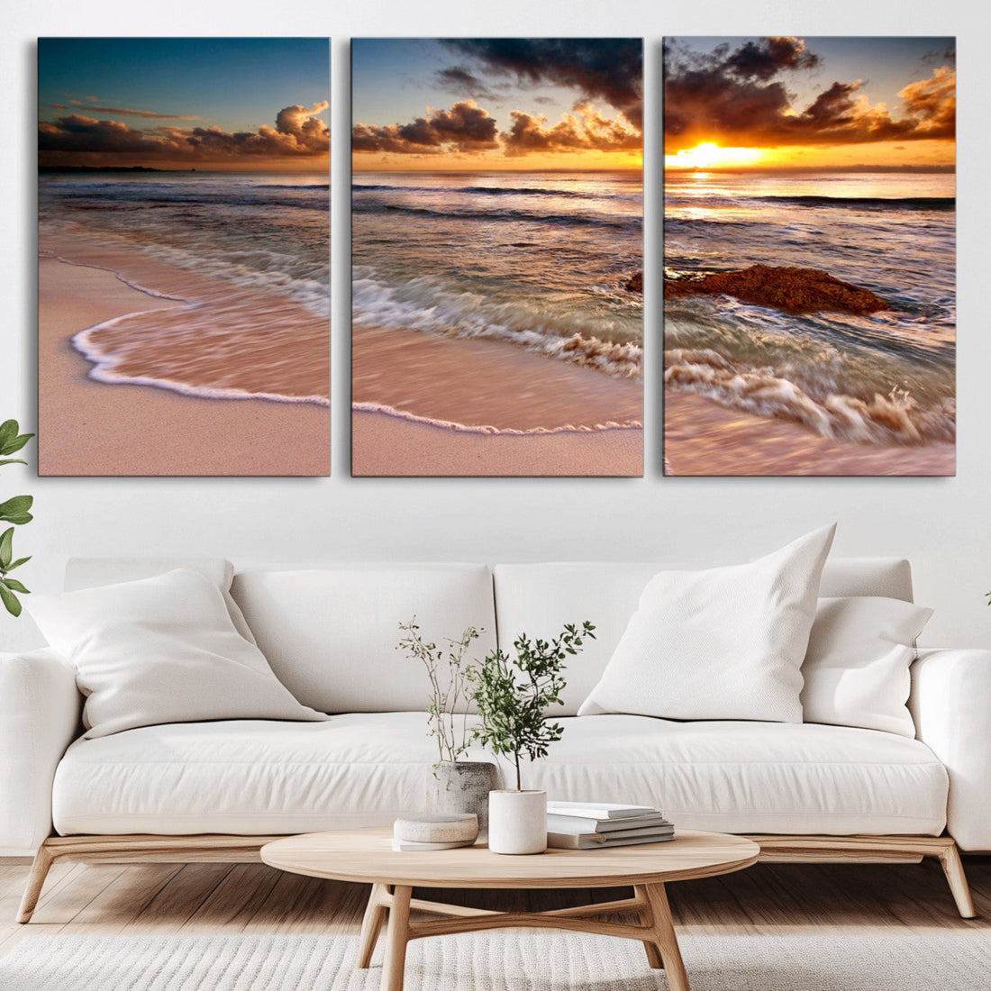 Sunset on Ocean Wall Art Canvas Print