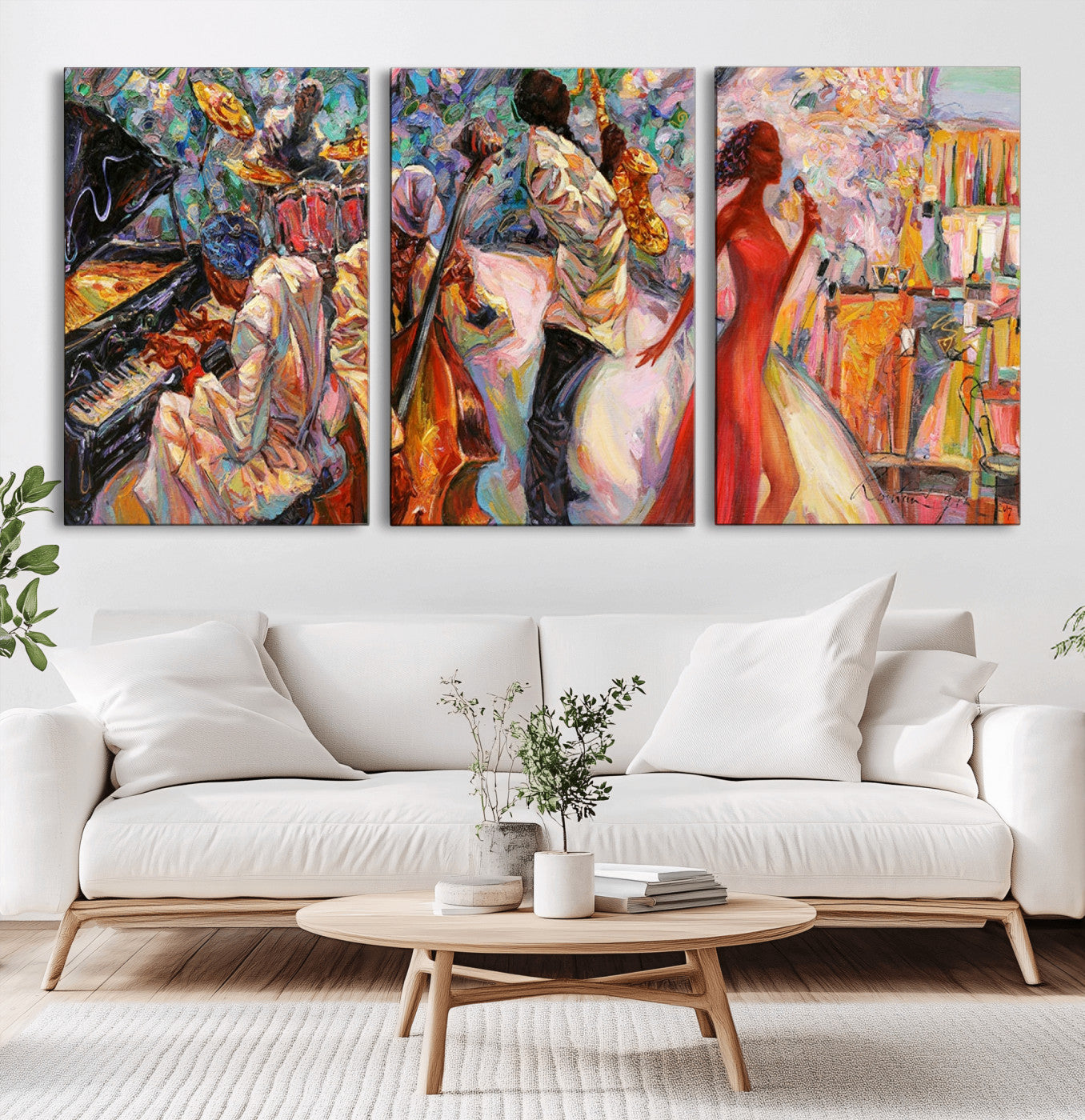 -Abstract Afro American Jazz Canvas Wall Art | Music-Inspired Painting for Dining Room, Living Room,