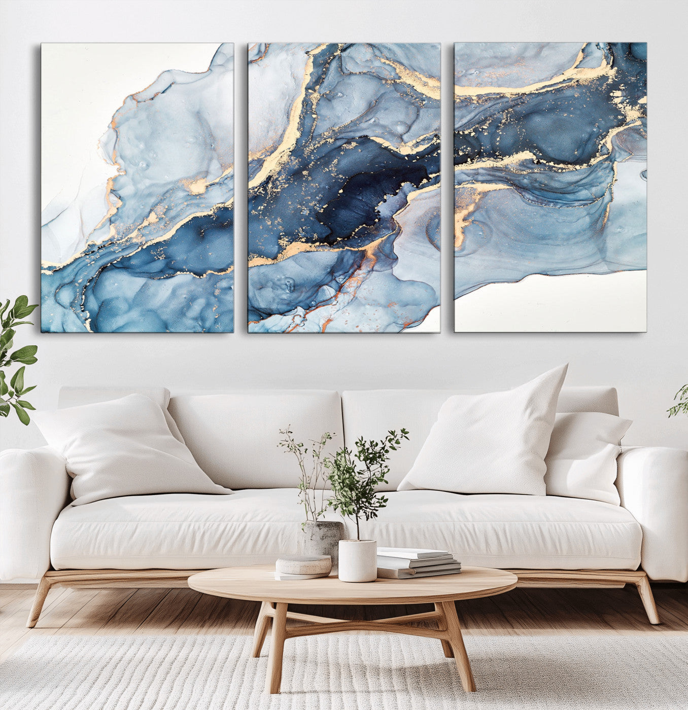 33782-MGV-CV-36X24-Abstract Art Print - Blue Abstract Canvas Wall Art Print Abstract Art Fluid Effect Marble Wall Art