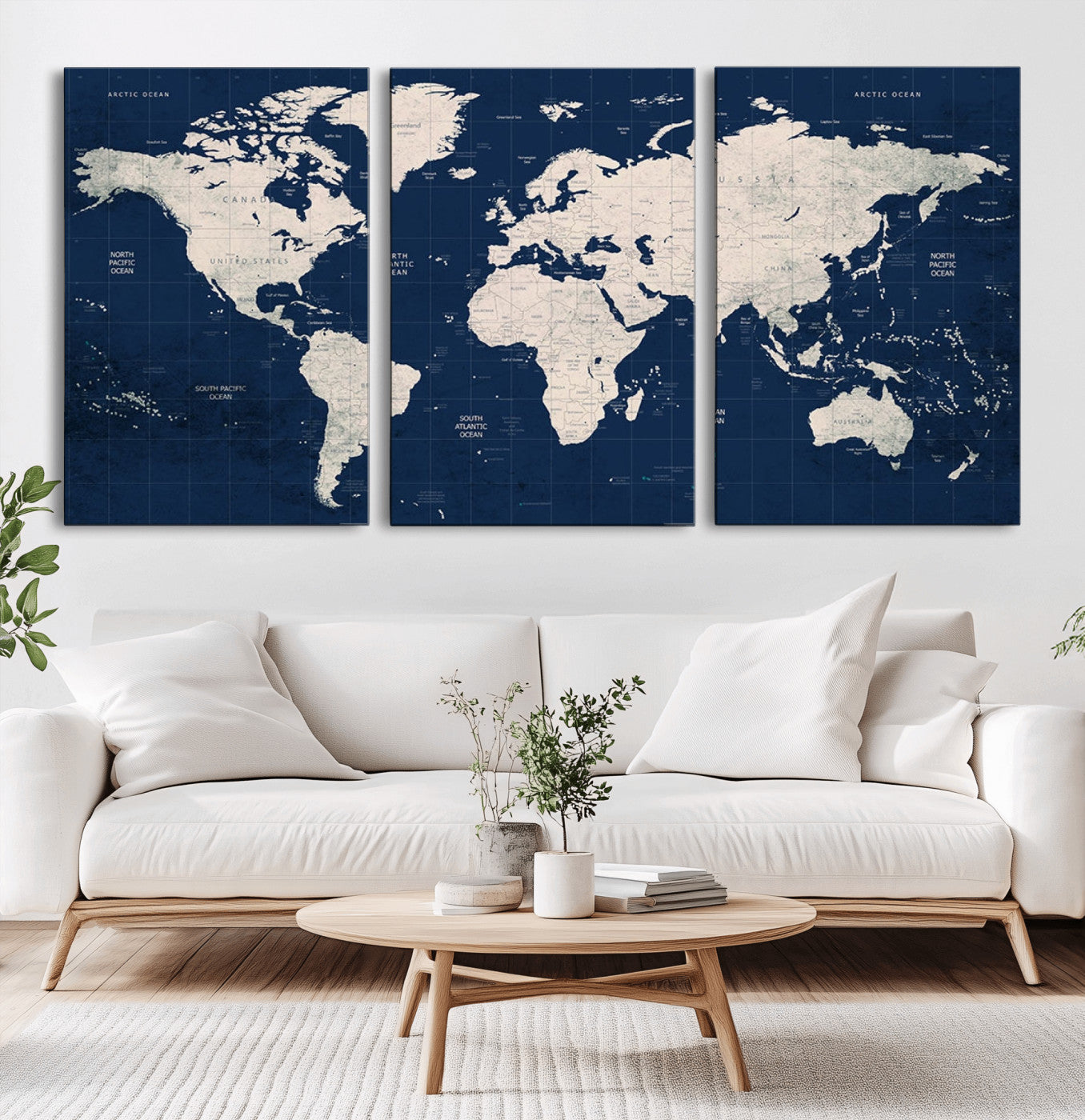 MGV-CV-60X30-3P - Push Pin World Map Canvas Print – Framed Wall Art for Couples to Track Their Travels – Anniversary