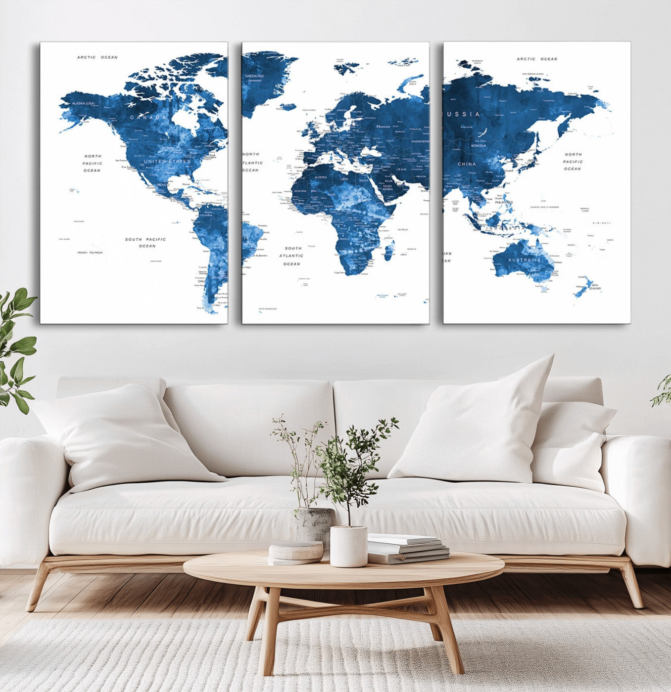 MGV-CV-60X30-3P - Push Pin World Map Canvas Print – Framed Wall Art for Couples to Track Their Travels – Anniversary
