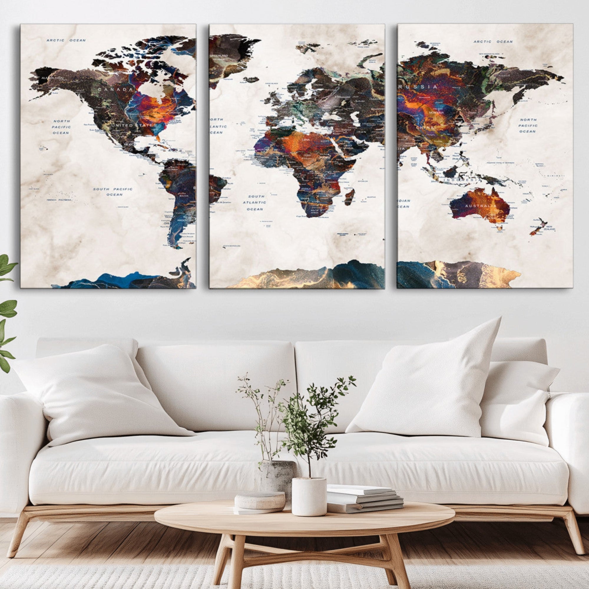 90881-MGV-CV-36X24-Push Pin World Map Canvas Print – Travel Tracker Wall Art for Couples, Perfect Anniversary Gift for Home or Office Decor