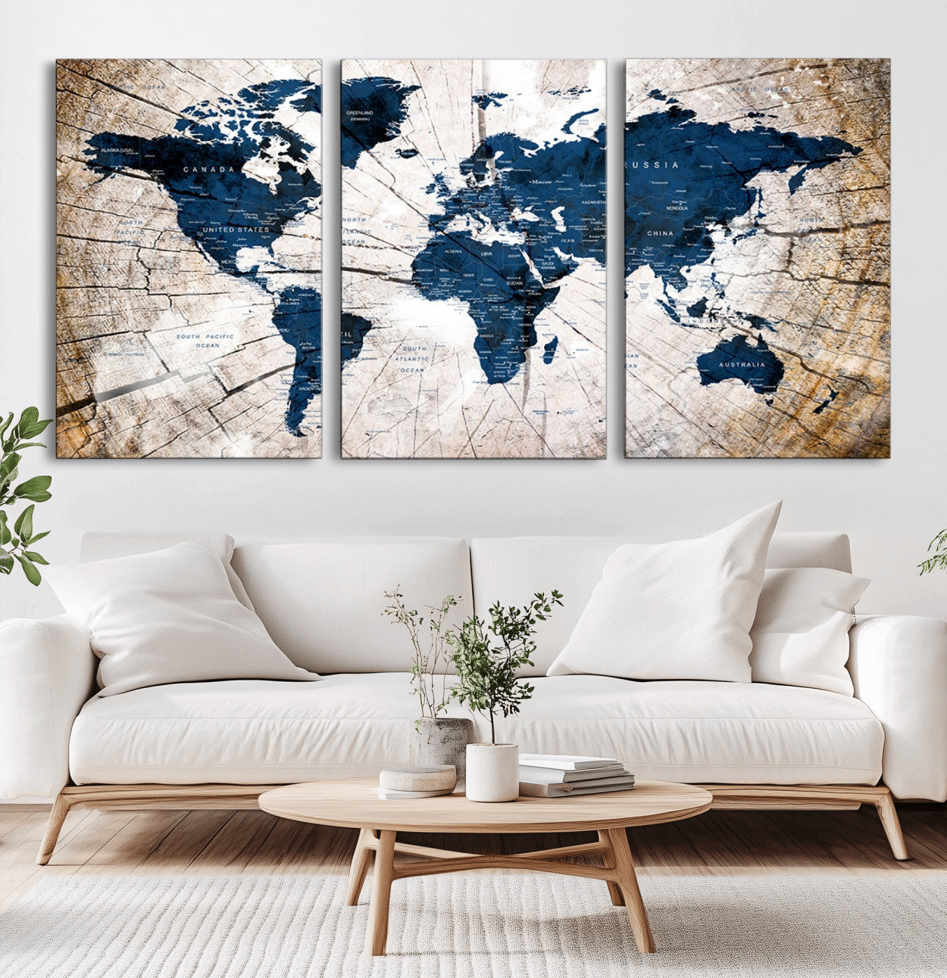 MGV-CV-60X30-3P - Push Pin World Map Canvas Print – Framed Wall Art for Couples to Track Their Travels – Anniversary